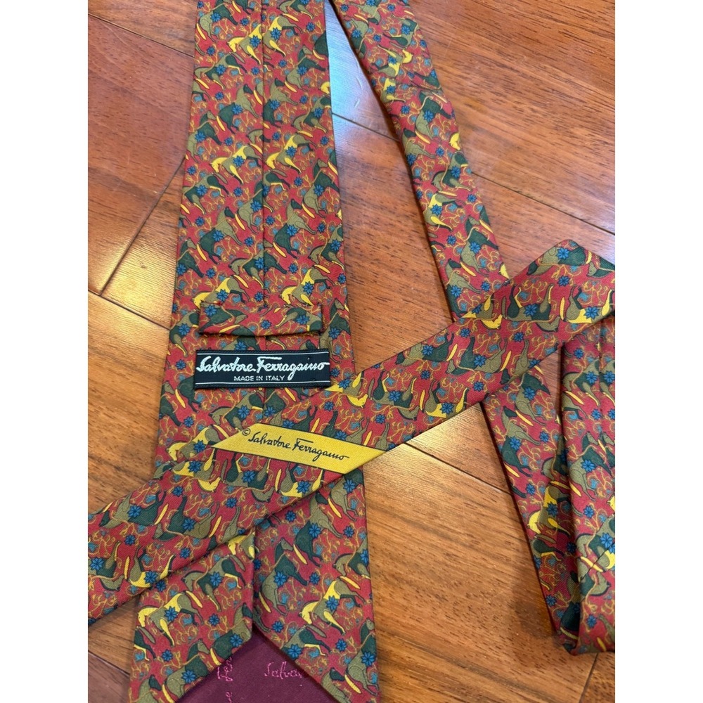 Salvatore Ferragamo Silk Tie Horse Foulard | Multicolor | 3.75"W 57"L